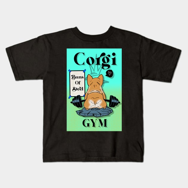 Corgi Bums of steel Kids T-Shirt by Rossi Jay Inc.